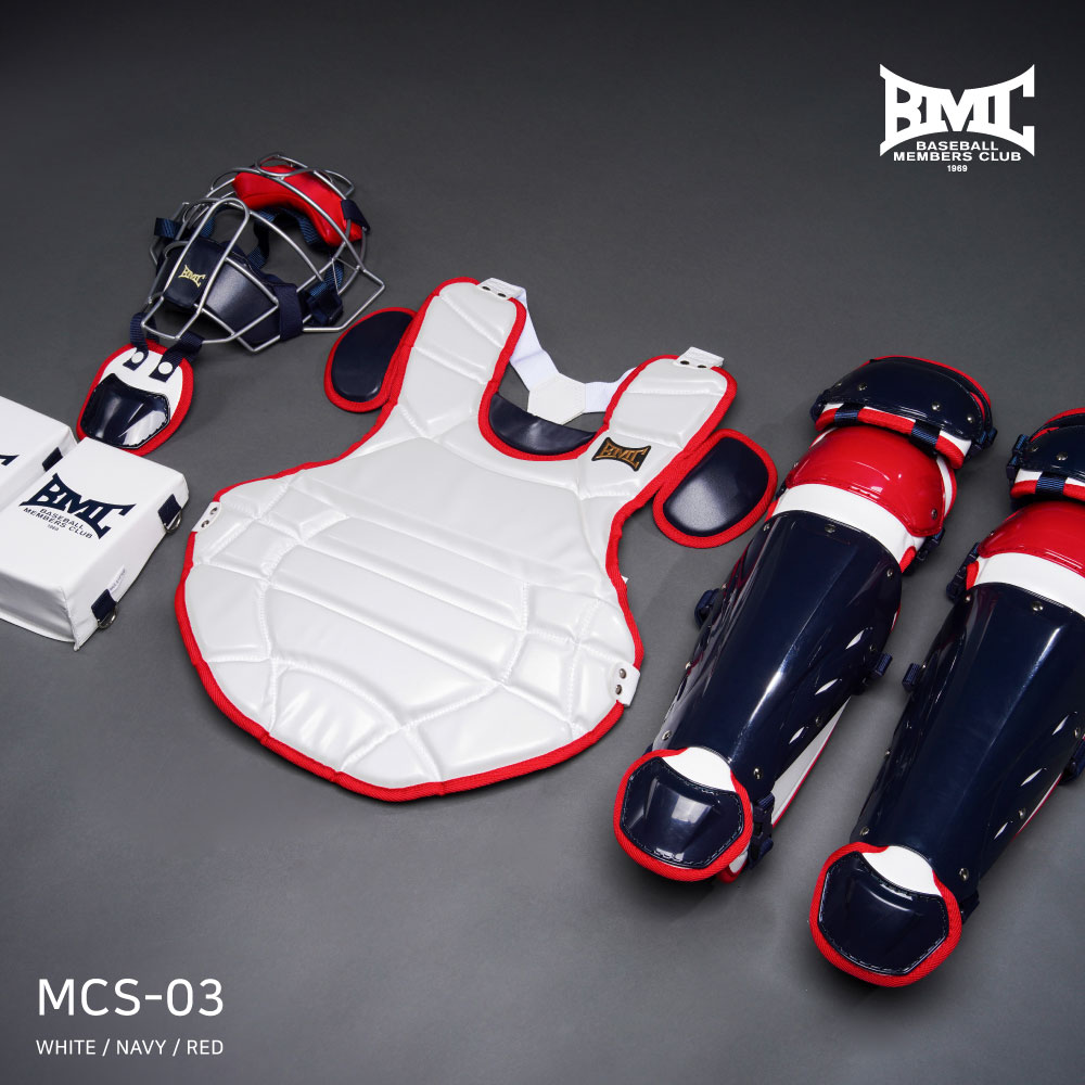 BMC 비엠씨 2024 프로 스리즈 MCS-03 야구 포수 장비 세트 화이트/네이비/레드